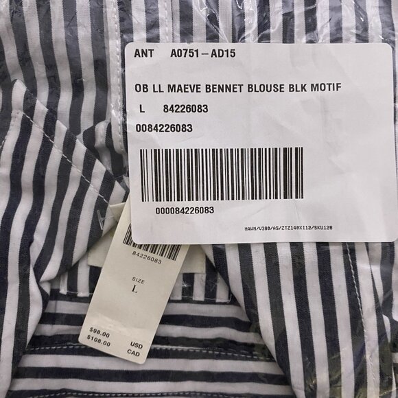 Anthropologie The Bennet Buttondown cotton Shirt buttondown  Maeve L black new - Picture 6 of 10